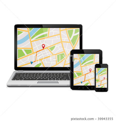 GPS map on display of modern digital devices 39943355