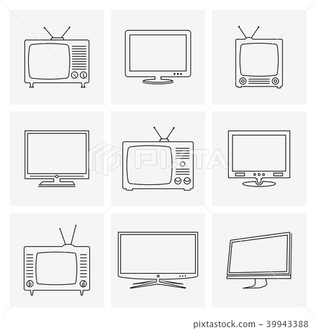 TV thin line icons set 39943388