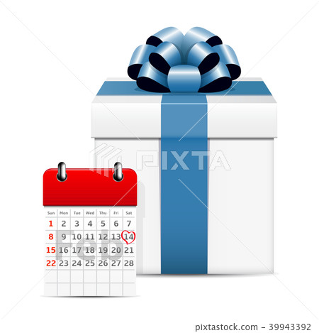 Calendar with gift box on white background 39943392