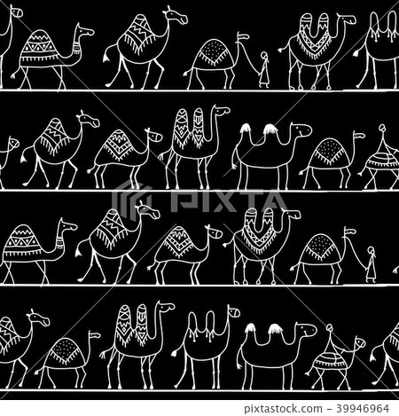 Camels caravan, seamless pattern for your design 39946964