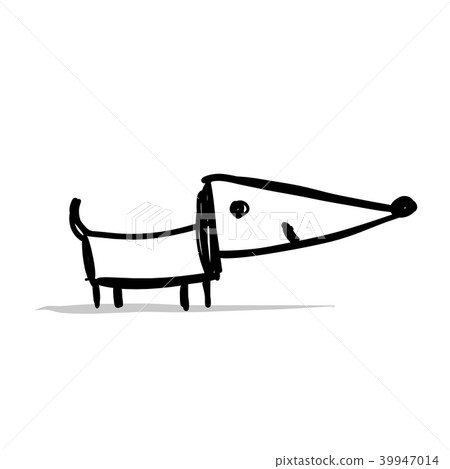 Cute dachshund dog, sketch for your design Cute dachshund dog, sketch for your design 39947014
