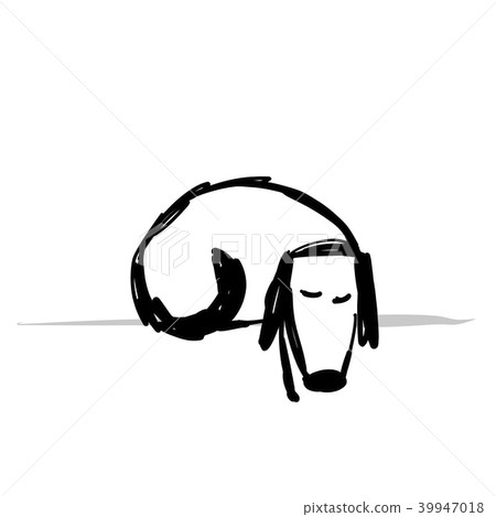 Cute sliping dog, sketch for your design Cute sliping dog, sketch for your design 39947018