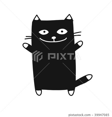 Cute cat silhouette, sketch for your design Cute cat silhouette, sketch for your design 39947085