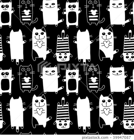 Funny cats, seamless pattern for your design Funny cats, seamless pattern for your design 39947087