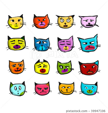 Cat faces, sketch for your design Cat faces, sketch for your design 39947106