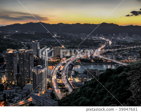 Aerial view of Taipei City with Formosa Freeway at 39947681