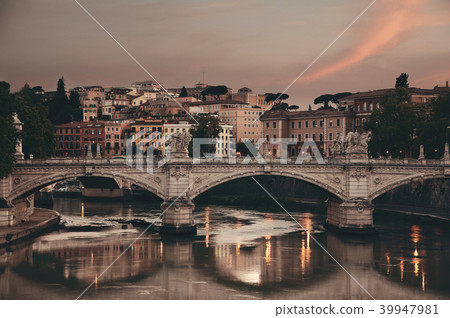 Rome River Tiber sunset 39947981