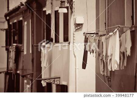 Burano black and white laundry clothes 39948177