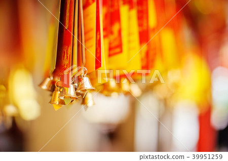 Paper hanging with gold bells used for writing ble Paper hanging with gold bells used for writing ble 39951259