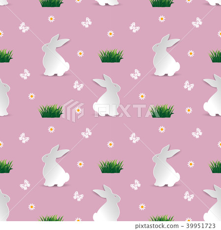 Cute white rabbit seamless repeating pattern - Stock Illustration ...