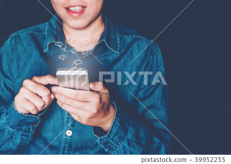 Businessman using mobile online icon social Businessman using mobile online icon social 39952255