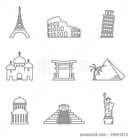 World famous buildings icons World famous buildings icons 39955872