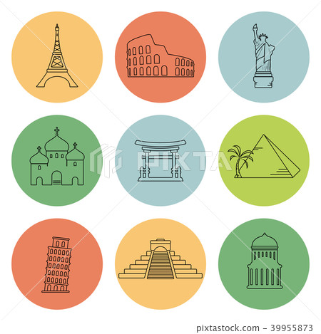 Landmarks flat icons set Landmarks flat icons set 39955873