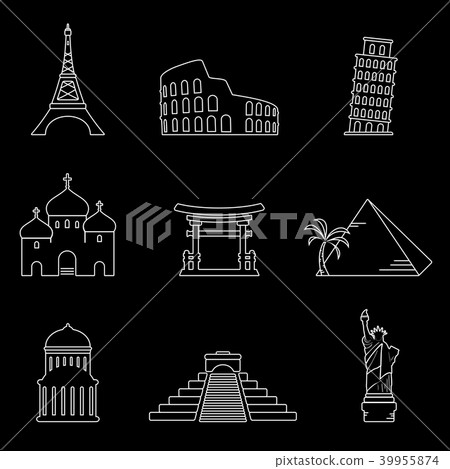 Landmarks outline icons Landmarks outline icons 39955874