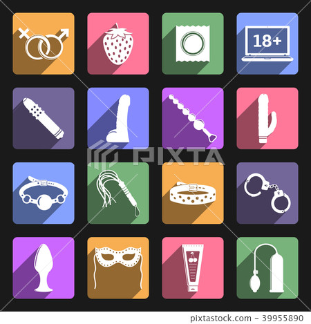 Sex shop flat icons with long shadow Sex shop flat icons with long shadow 39955890