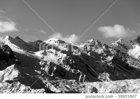 Black and white snowy winter mountains Black and white snowy winter mountains 39955907