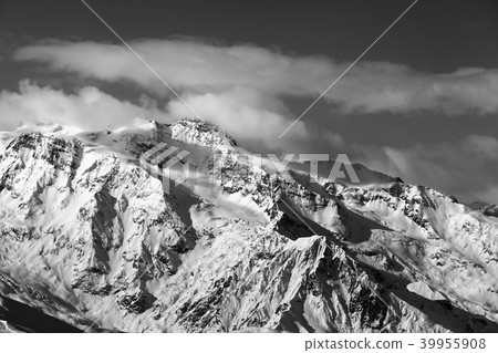 Black and white winter snowy mountains Black and white winter snowy mountains 39955908