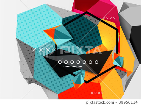 Color 3d geometric composition poster Color 3d geometric composition poster 39956114