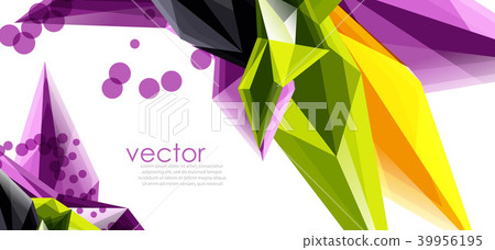 Color glass crystals on white background, geometric abstract composition with glass gemstones and 39956195