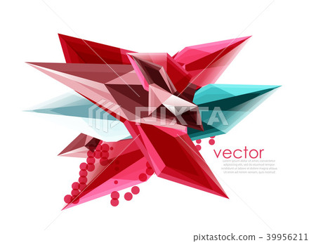 Color glass crystals on white background, geometric abstract composition with glass gemstones and Color glass crystals on white background, geometric abstract composition with glass gemstones and 39956211