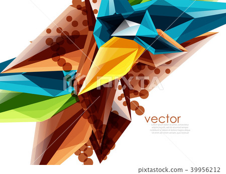 Color glass crystals on white background, geometric abstract composition with glass gemstones and Color glass crystals on white background, geometric abstract composition with glass gemstones and 39956212