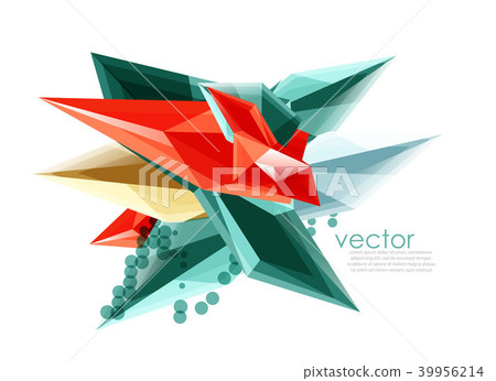 Color glass crystals on white background, geometric abstract composition with glass gemstones and Color glass crystals on white background, geometric abstract composition with glass gemstones and 39956214
