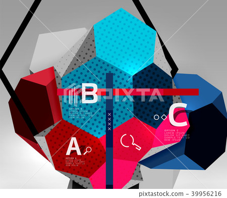 3d hexagon geometric composition, geometric digital abstract background 39956216