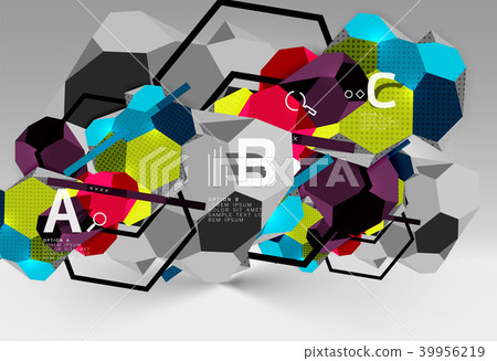 3d hexagon geometric composition, geometric digital abstract background 3d hexagon geometric composition, geometric digital abstract background 39956219