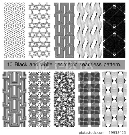 Black and white geometric seamless pattern. 39958423