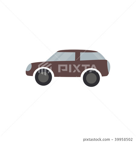 Brown passenger car - flat design of vehicle isolated on white background. 39958502