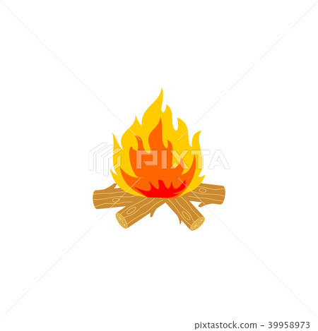 Vector flat bonfire campfire fireplace icon - Stock Illustration ...