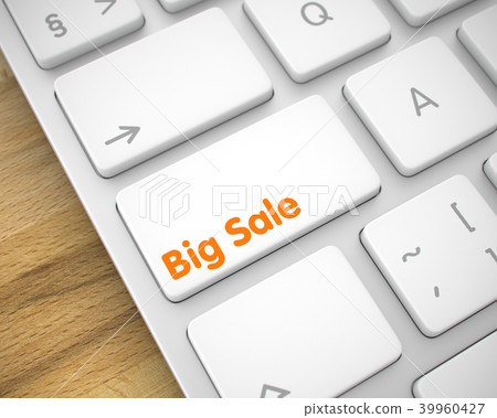 Big Sale - Inscription on White Keyboard Key. 3D. 39960427