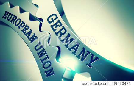 Germany - European Union. Shiny Metal Cogwheels. 3D. 39960485