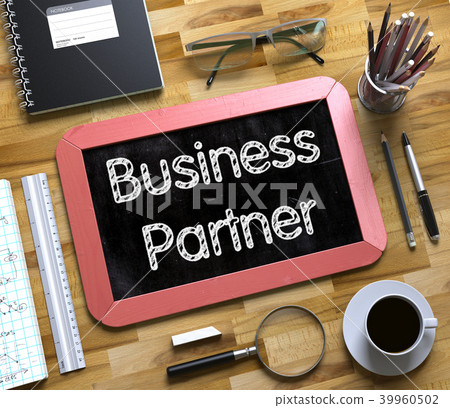 Business Partner Handwritten on Small Chalkboard. 3D. 39960502