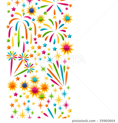 Seamless pattern with bright colorful fireworks and salute Seamless pattern with bright colorful fireworks and salute 39960664