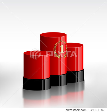 Red winners podium golden laurel wreath number 1 Red winners podium golden laurel wreath number 1 39961182