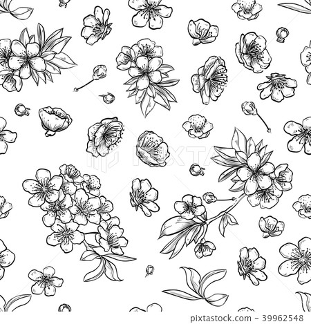 Vector sakura seamless pattern of flowers Vector sakura seamless pattern of flowers 39962548