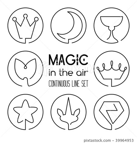Set of magic fantasy continuous line art icons - Stock Illustration ...