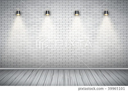 White brick wall room with vintage spotlights White brick wall room with vintage spotlights 39965101