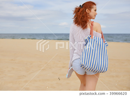 Young woman on sand to beautiful beach, Baltic Sea, Poland 39966620