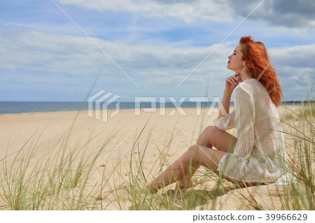Young woman on sand to beautiful beach, Baltic Sea, Poland 39966629