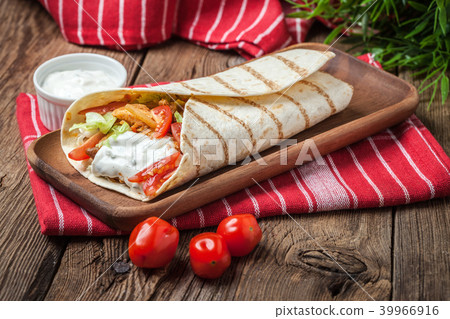 Tasty fresh wrap sandwich. Tasty fresh wrap sandwich. 39966916