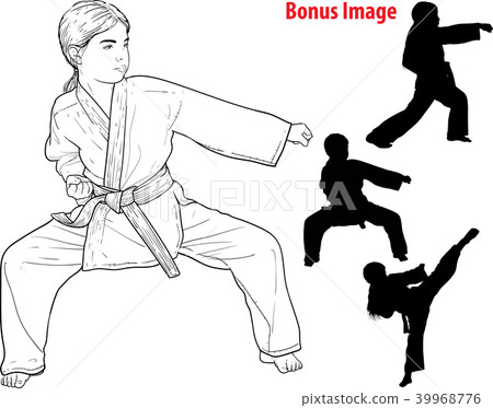 Girl practicing karate 39968776