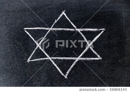 White chalk drawing in star of david shape White chalk drawing in star of david shape 39969143