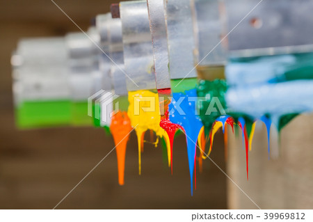colorful ink flow down from printer handle colorful ink flow down from printer handle 39969812