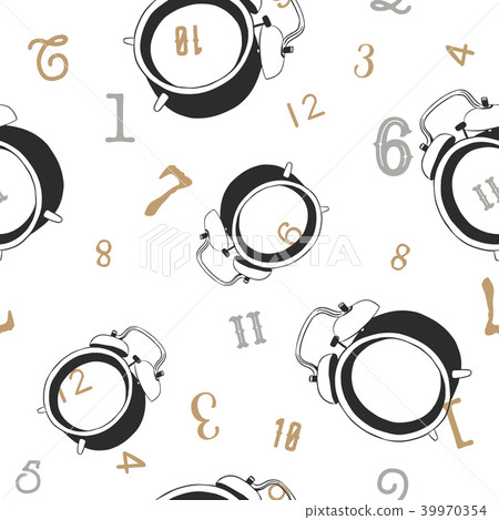 alarm clock , seamless pattern vector. - Stock Illustration [39970354 ...