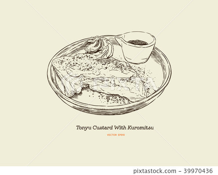 Tofu Custard with brown sugar. vector illustration Tofu Custard with brown sugar. vector illustration 39970436