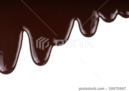 Melted chocolate dripping isolated on white background 39970997