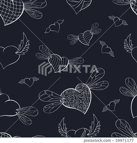 Contour winged valentines on a dark blue 39971177