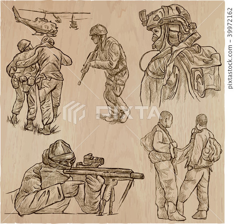 Soldiers, Army - An hand drawn vector pack Soldiers, Army - An hand drawn vector pack 39972162